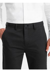 Ombre Clothing - Męskie klasyczne spodnie chino z delikatną teksturą - czarne V5. Kolor: czarny. Materiał: materiał, poliester, bawełna. Styl: klasyczny #3