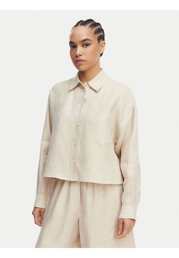 Weekend Max Mara Koszula Capo 2615041022 Beżowy Regular Fit. Kolor: beżowy. Materiał: len