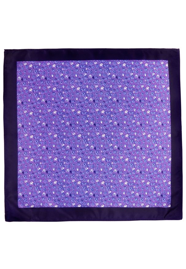 Modini - Fioletowa poszetka w niebieskie kwiatki E118. Kolor: wielokolorowy, fioletowy, niebieski. Wzór: kwiaty