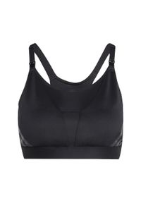 Adidas - Biustonosz Powerimpact Luxe Medium-Support Maternity. Kolekcja: moda ciążowa. Kolor: czarny, szary, wielokolorowy. Materiał: materiał