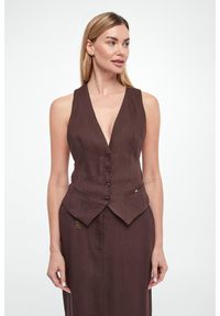Elisabetta Franchi - Kamizelka damska lniana ELISABETTA FRANCHI. Materiał: len