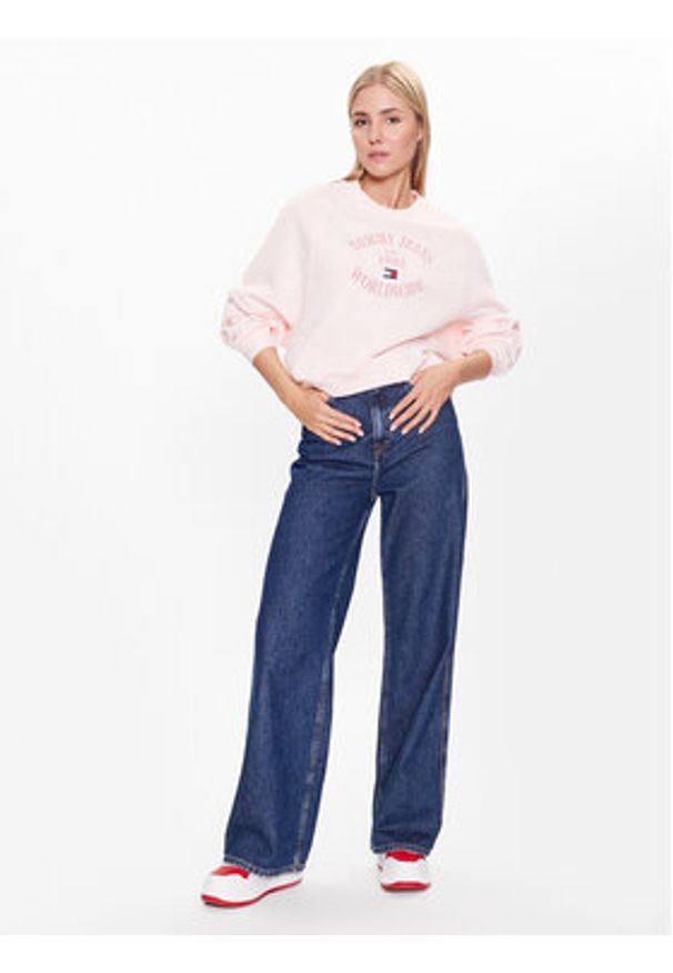 Tommy Jeans Bluza DW0DW16137 Różowy Relaxed Fit. Kolor: różowy. Materiał: bawełna