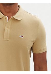 Tommy Jeans Polo DM0DM20676 Beżowy Slim Fit. Typ kołnierza: polo. Kolor: beżowy. Materiał: bawełna
