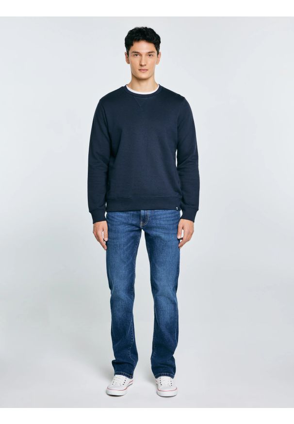 Big-Star - bluza męska granatowa marltones 403. Okazja: na co dzień. Kolor: niebieski. Materiał: bawełna, materiał. Styl: casual, sportowy