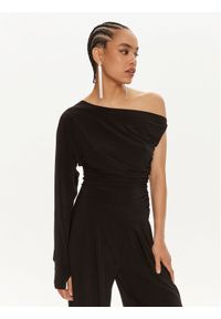 NORMA KAMALI Bluzka KK4236PLC85001 Czarny Slim Fit. Kolor: czarny. Materiał: syntetyk #1