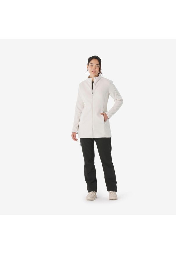 quechua - Polar turystyczny damski Quechua MH500 zamek. Kolor: beżowy. Materiał: poliester, materiał. Sport: turystyka piesza