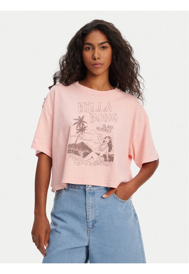 Billabong T-Shirt Island Memories EBJZT00427 Koralowy Oversize. Kolor: pomarańczowy. Materiał: bawełna