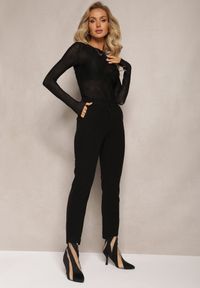 Renee - Czarne Spodnie Garniturowe High Waist Aigah. Stan: podwyższony. Kolor: czarny. Materiał: wiskoza, tkanina #5
