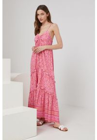 Answear Lab sukienka kolor różowy maxi prosta. Okazja: na co dzień. Kolor: różowy. Materiał: tkanina. Długość rękawa: na ramiączkach. Typ sukienki: proste. Styl: wakacyjny. Długość: maxi