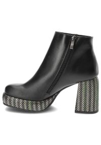 Czarne Botki Armodo Damskie Buty Na Eleganckim Obcasie. Kolor: czarny. Materiał: materiał, skóra. Szerokość cholewki: normalna. Obcas: na obcasie. Styl: elegancki. Wysokość obcasa: średni #5