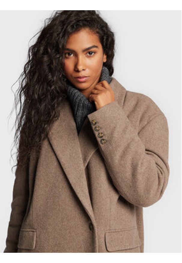 Herskind Płaszcz wełniany Wanda 4575816 Beżowy Oversize. Kolor: beżowy. Materiał: wełna