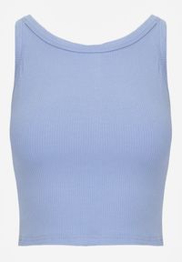 Born2be - Niebieski Top z Prążkowanego Materiału Zitessa. Okazja: na co dzień. Kolor: niebieski. Materiał: materiał, prążkowany. Długość rękawa: na ramiączkach. Styl: elegancki, klasyczny, casual #3