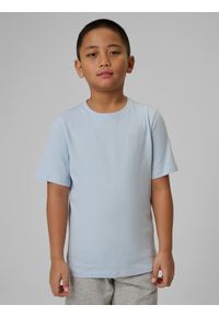4f - 4F T-shirt regular gładki chłopięcy - niebieski 146 (10-11 lat). Okazja: na spacer, na co dzień, na uczelnię. Kolor: niebieski. Materiał: bawełna, jeans, materiał, dresówka. Wzór: gładki. Sezon: lato. Styl: casual, klasyczny #1