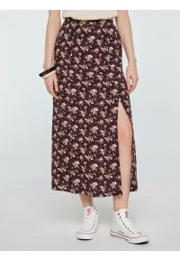 Big-Star - Spódnica damska midi w kwiatowy wzór brązowa Shimenita 804. Kolor: brązowy. Materiał: wiskoza, materiał, tkanina. Wzór: kwiaty. Styl: klasyczny #3