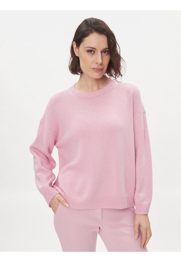 Weekend Max Mara Sweter Banda 2415361161 Różowy Regular Fit. Kolor: różowy. Materiał: wełna