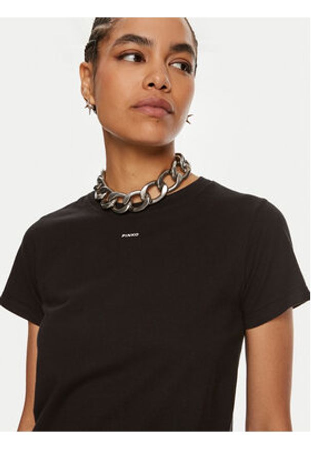 Pinko T-Shirt Basico 100373 A228 Czarny Regular Fit. Kolor: czarny. Materiał: bawełna