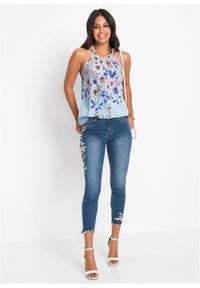 bonprix - Top bez rękawów z lejącej wiskozy. Typ kołnierza: dekolt halter. Kolor: niebieski. Materiał: wiskoza. Długość rękawa: bez rękawów. Sezon: lato #2