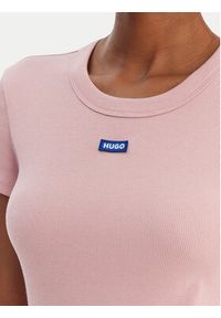 Hugo - HUGO T-Shirt Easy 50523924 Różowy Slim Fit. Kolor: różowy. Materiał: bawełna #4