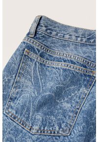 mango - Mango spódnica jeansowa Paisley mini ołówkowa. Stan: podwyższony. Kolor: niebieski. Materiał: jeans. Wzór: paisley