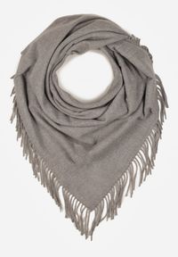 Born2be - Szary Trójkątny Szalik z Wiskozy i Bawełny z Frędzlami Vetirala. Okazja: na co dzień, do pracy, na spotkanie biznesowe. Kolor: szary. Materiał: bawełna, wiskoza. Styl: biznesowy, casual, elegancki #2