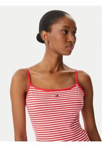 Tommy Jeans Top Essential DW0DW20675 Czerwony jasny Slim Fit. Kolor: czerwony. Materiał: bawełna #3