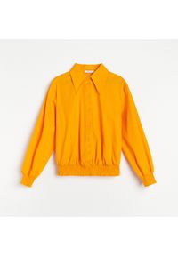 Reserved - Bawełniana koszula ze ściągaczem - Pomarańczowy. Kolor: pomarańczowy. Materiał: bawełna #1
