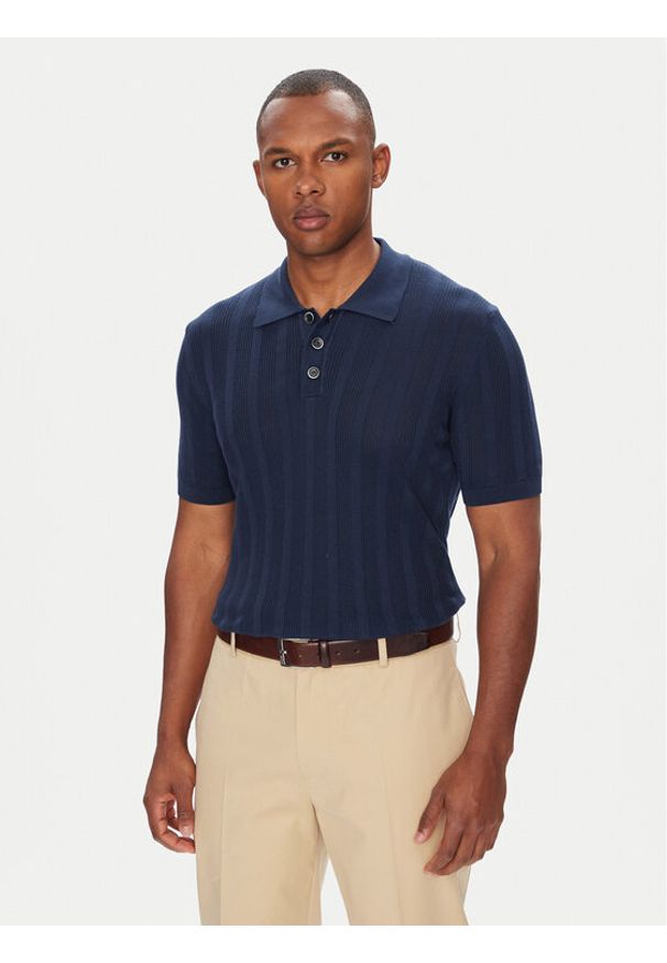 Baldessarini Polo B4 50024.5232 Granatowy Slim Fit. Typ kołnierza: polo. Kolor: niebieski. Materiał: bawełna