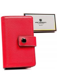 Portfel damski Peterson PTN 002-SAF czerwony. Kolor: czerwony. Materiał: skóra ekologiczna. Wzór: aplikacja