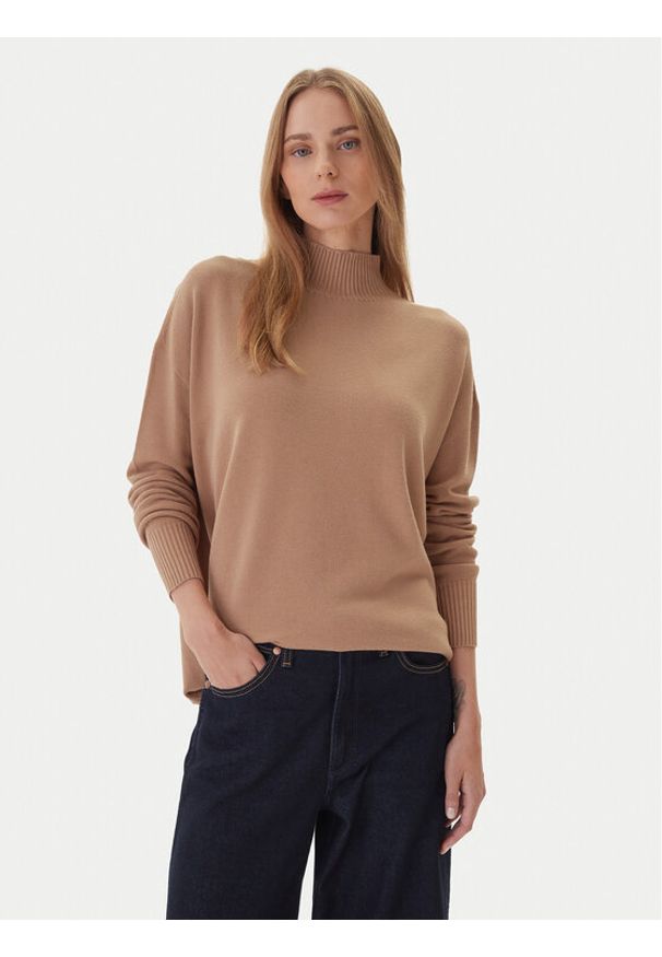 Kontatto Sweter 3M0822C Beżowy Relaxed Fit. Kolor: beżowy. Materiał: syntetyk