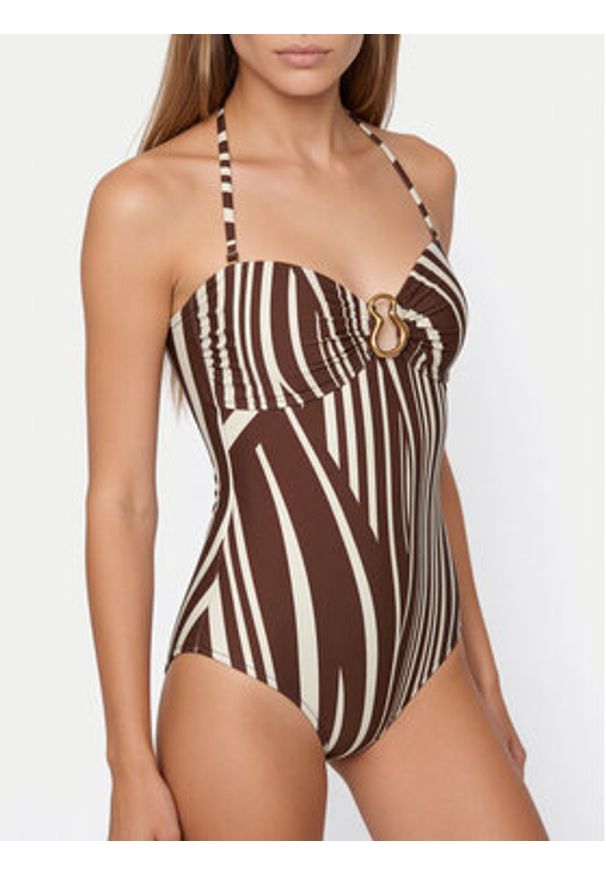 Seafolly Strój kąpielowy Coastline 11180-270 Brązowy. Kolor: brązowy. Materiał: syntetyk