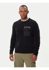 Aeronautica Militare Sweter 252MA1573UL00539 Czarny Regular Fit. Kolor: czarny. Materiał: bawełna #1