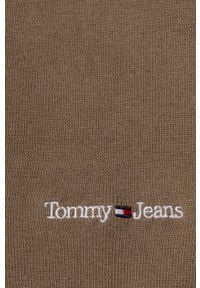 Tommy Jeans szalik męski kolor beżowy z nadrukiem. Kolor: beżowy. Materiał: bawełna, dzianina. Wzór: nadruk #2