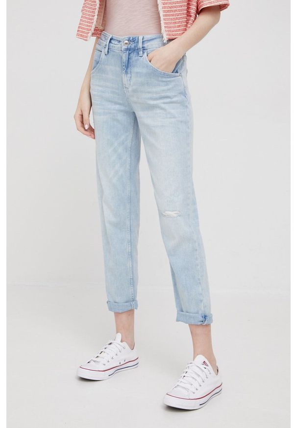 Drykorn jeansy damskie high waist. Stan: podwyższony. Kolor: niebieski