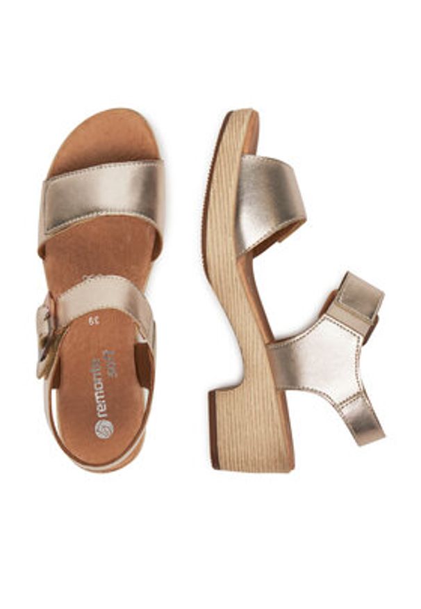 Remonte Sandały D0N52-90 Złoty. Kolor: złoty. Materiał: skóra