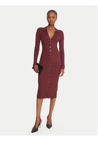 Guess Sukienka dzianinowa W5BK60 Z2YJ2 Brązowy Slim Fit. Kolor: brązowy. Materiał: wiskoza #5