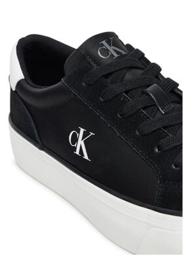 Calvin Klein Jeans Sneakersy Vulc Flatform Mg Nylon Mix YW0YW01896 Czarny. Kolor: czarny. Materiał: skóra