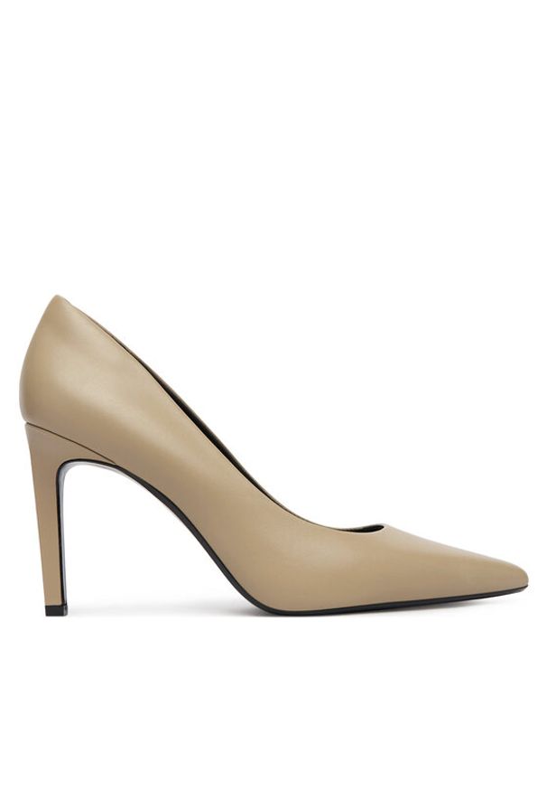 Calvin Klein Szpilki Ess Stiletto 90 HW0HW02608 Beżowy. Kolor: beżowy. Materiał: skóra. Obcas: na szpilce