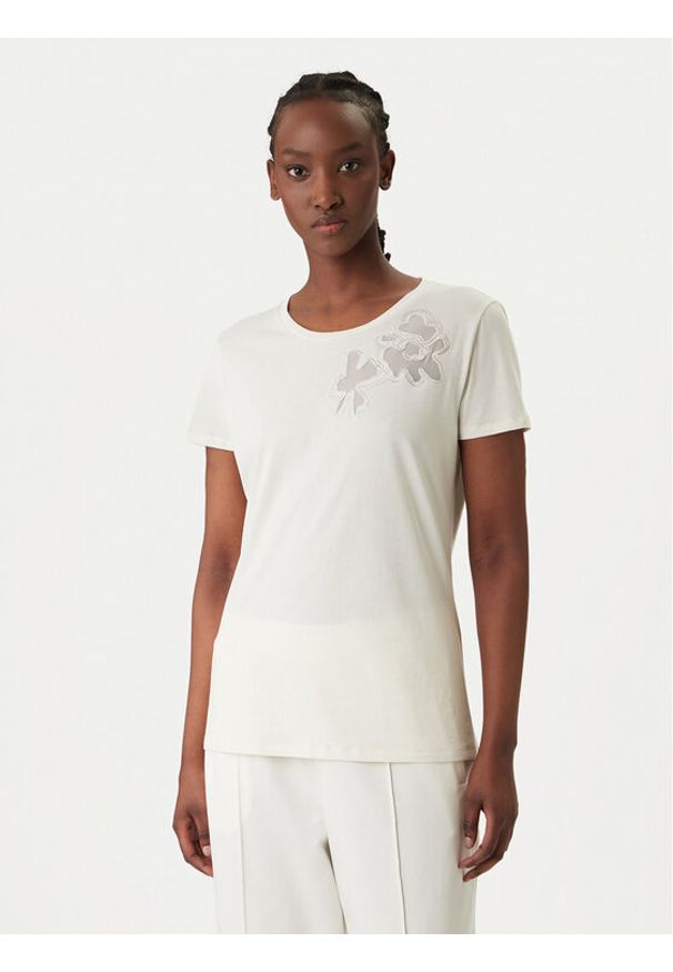 Liu Jo Sport T-Shirt TA6155 JS923 Écru Regular Fit. Materiał: bawełna. Styl: sportowy