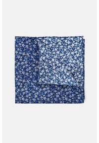Lancerto - Poszetka Granatowa Jedwabna w Kwiaty. Kolor: niebieski. Materiał: jedwab. Wzór: kwiaty #1