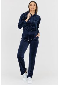 Juicy Couture - JUICY COUTURE Granatowa bluza z weluru. Kolor: niebieski. Materiał: welur #3