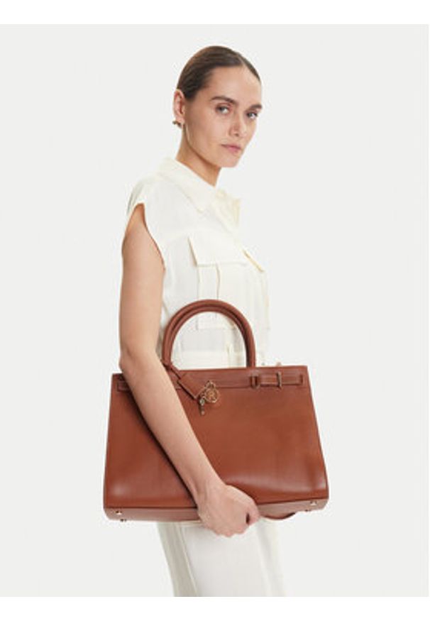 TOMMY HILFIGER - Tommy Hilfiger Torebka American Icon Tote Leather AW0AW17185 Brązowy. Kolor: brązowy. Materiał: skórzane