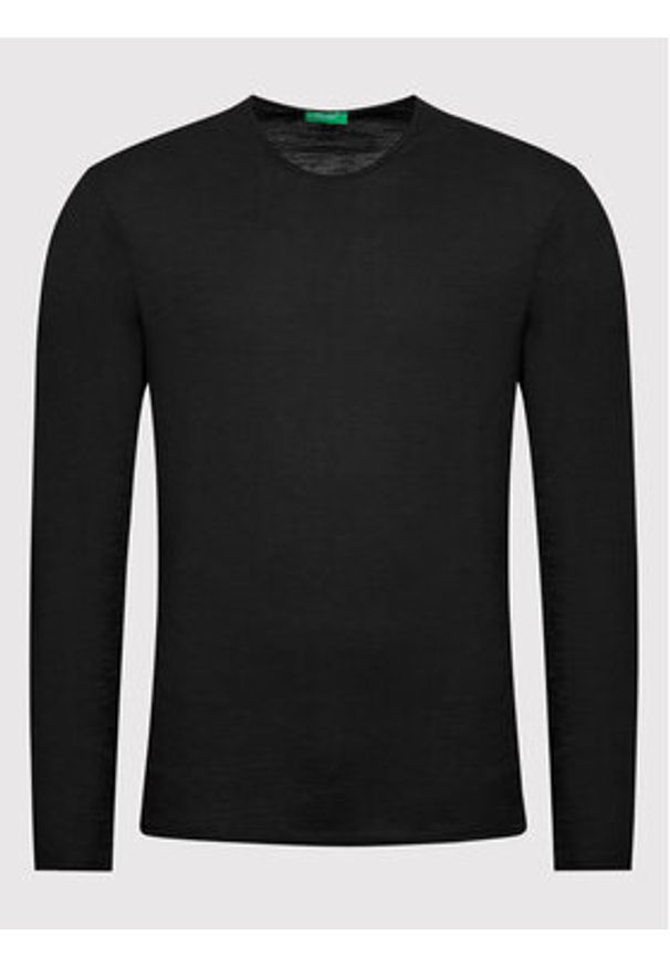 United Colors of Benetton - United Colors Of Benetton Longsleeve 3JE1J19A9 Czarny Regular Fit. Kolor: czarny. Materiał: bawełna. Długość rękawa: długi rękaw