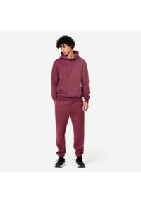 DOMYOS - Bluza z kapturem męska Domyos Gym & Pilates. Typ kołnierza: kaptur. Kolor: fioletowy. Materiał: tkanina, prążkowany, poliester, materiał, bawełna, elastan. Wzór: ze splotem. Sport: joga i pilates