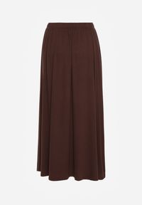Renee - Brązowa Rozkloszowana Spódnica z Bawełny Tussala. Kolor: brązowy. Materiał: bawełna. Styl: elegancki #6