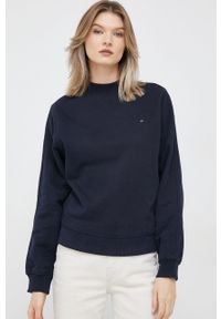 TOMMY HILFIGER - Tommy Hilfiger bluza damska kolor granatowy gładka. Kolor: niebieski. Materiał: bawełna. Wzór: gładki #2