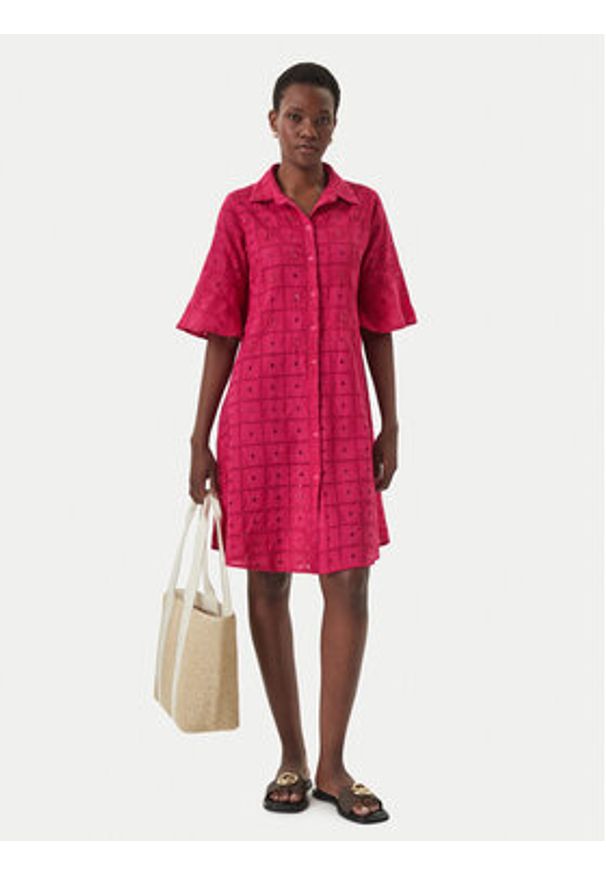 Iconique Sukienka letnia Romina IC26-039 Różowy Regular Fit. Kolor: różowy. Materiał: bawełna. Sezon: lato