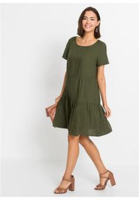 Sukienka TENCEL™ Lyocell z lnem bonprix ciemny khaki. Kolor: zielony. Materiał: len, lyocell #6