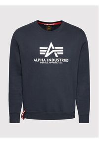 Alpha Industries Bluza Basic 178302 Granatowy Regular Fit. Kolor: niebieski. Materiał: bawełna #2