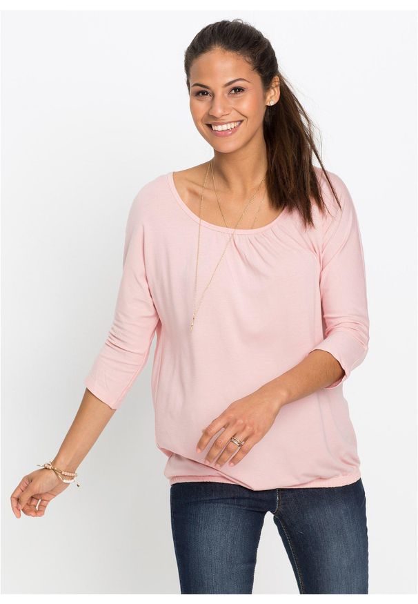 bonprix - Bluzka oversize z mieszanki wiskozy. Kolor: różowy. Materiał: wiskoza