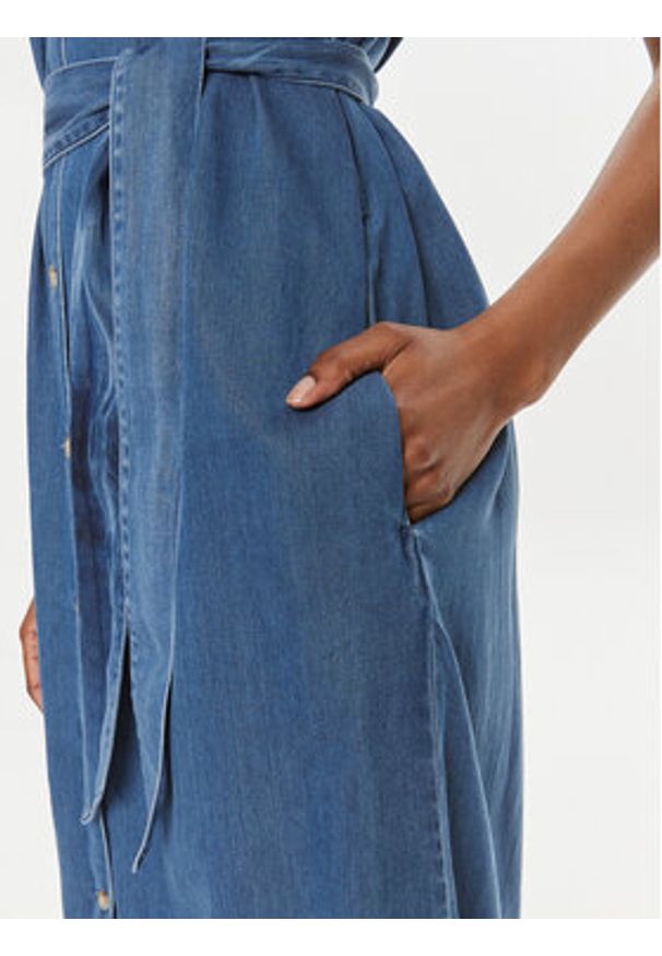 Pepe Jeans Sukienka koszulowa Maggie PL953512 Niebieski Regular Fit. Kolor: niebieski. Materiał: wiskoza, bawełna. Typ sukienki: koszulowe